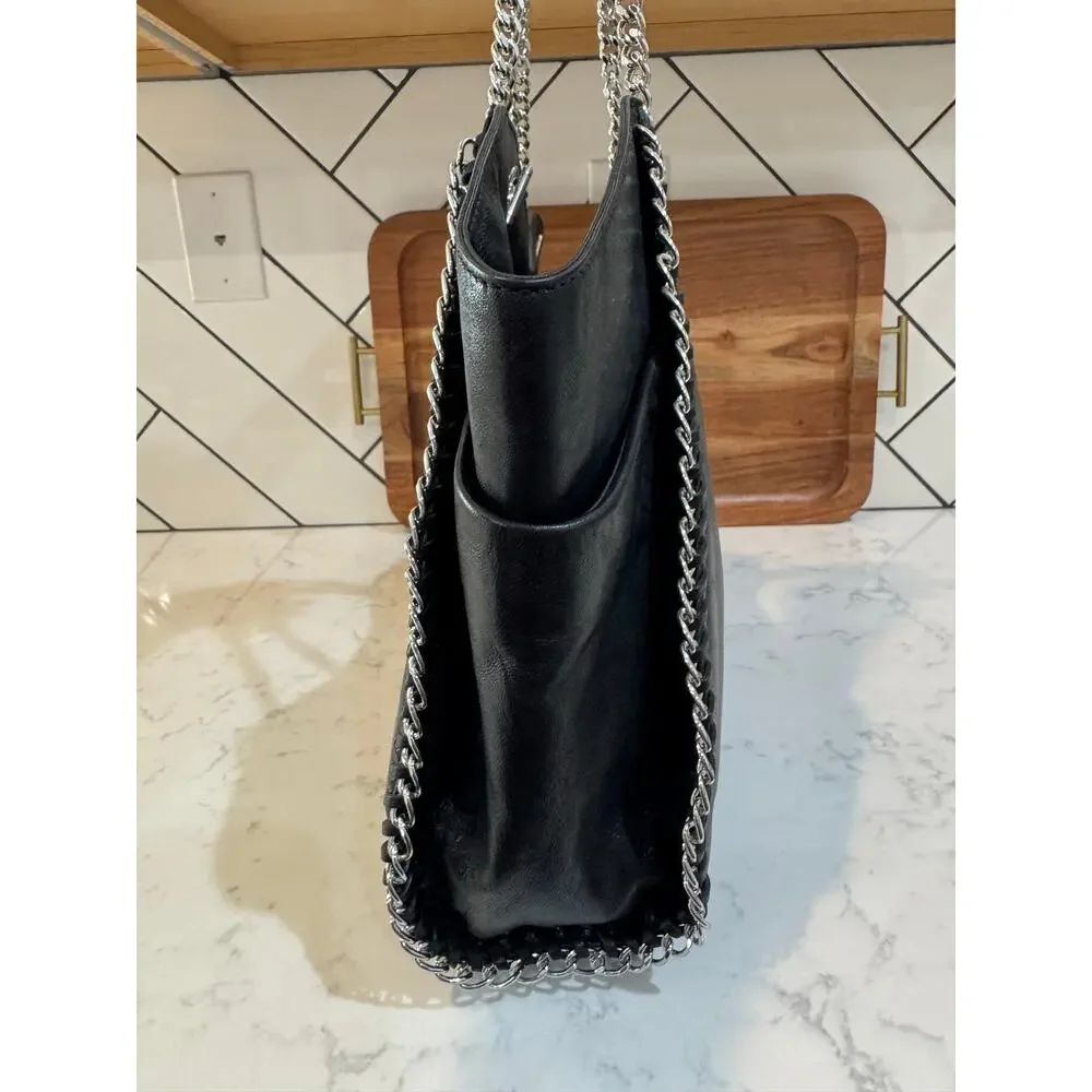 Michael Kors Chelsea shoulder bag black leather silver chain strap details 2012